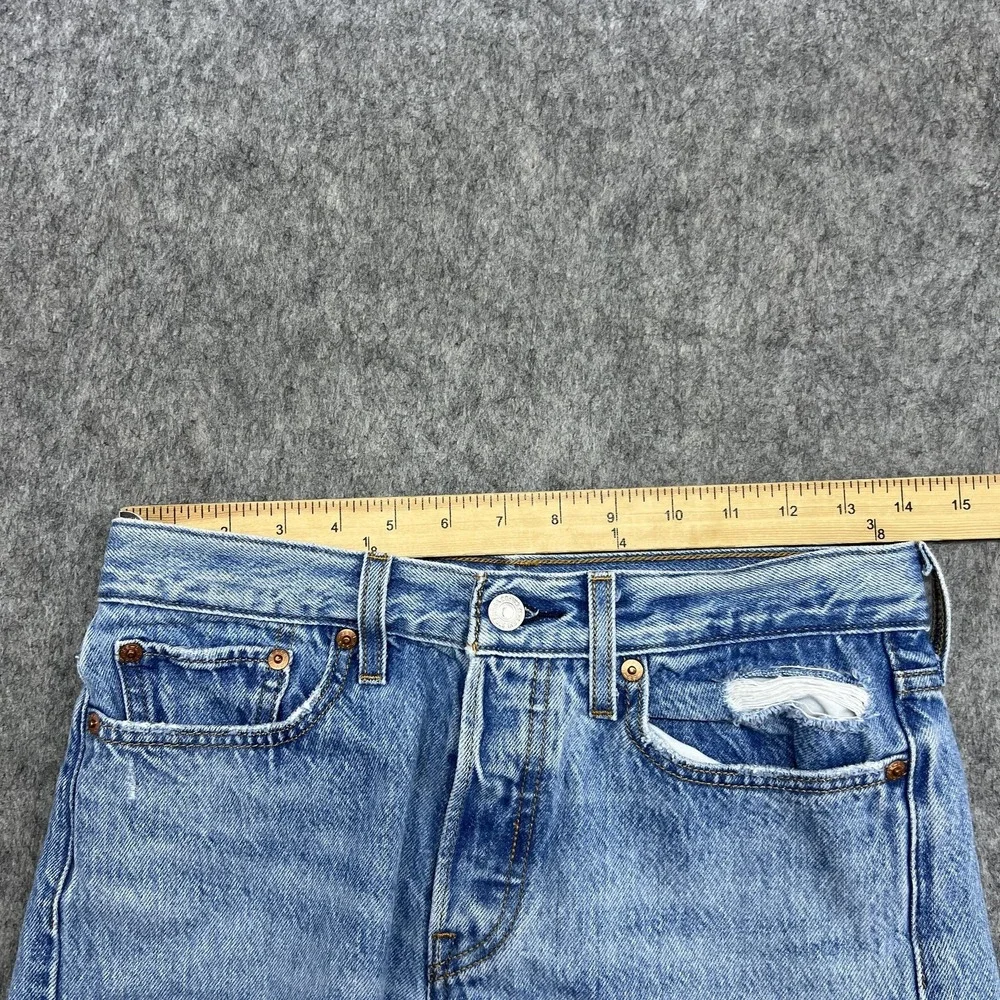Levis Wedgie Shorts Womens 27‎ Blue Distressed Cutoff Denim High Rise Button Fly